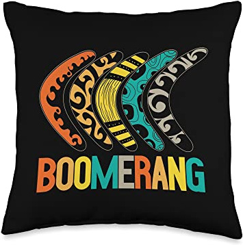 Retro Boomerang Tribal Vintage Throw Pillow