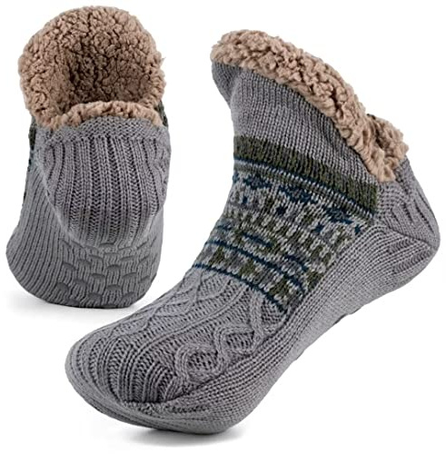 Mulor Slipper Socks for Men & Women Fluffy Slipper Socks with Grippers Non Slip Fleece Lining Heat Holding