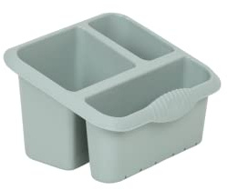 Large High-Grade Plastic Sink Tidy Drainer Kitchen Caddy Cleaning Organiser 3 Compartment Sponge, Brush, Scourers, Utensils Holder For Around Home and Kitchen (Silver Sage)