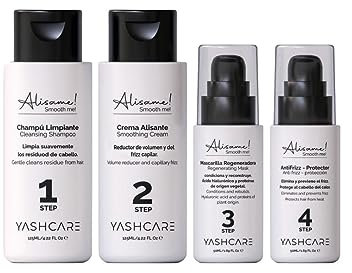 Kit Alisado Organico Vegano Profesional - Alisador pelo con tratamiento hidratante - Anti Frizz, Nutritivo y Reparador-Champú, Alisador, Mascarilla pelo seco y dañado junto Crema alisadora protectora