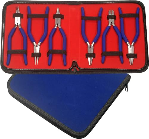 PTL® Professional Jewellry Making Tools Set: Half Round, Chain Nose, Bent, Flat, Round Pliers - Gift Ideas for Hobby & Creative Art