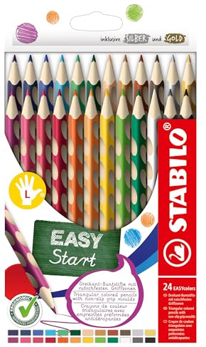 STABILO - Lápiz de color ergonómico para zurdos - EASYcolors - Estuche de 24-24 colores