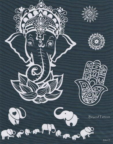 Elefanten Tattoo Schablone Mandala Tattoo Vorlage für Hand- und Körper Bemalung MS-12