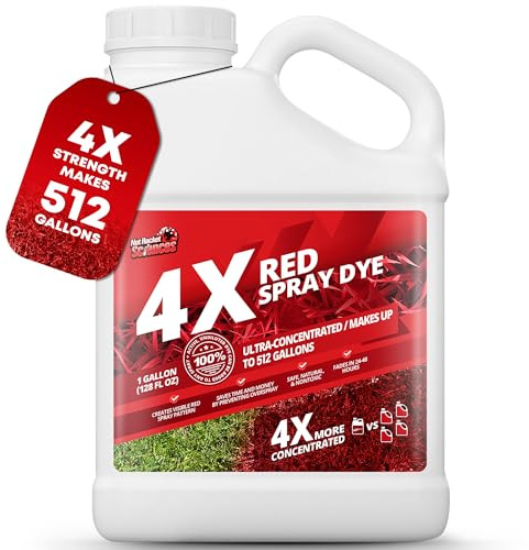 4X Red Spray Dye, Ultra Concentrated Formula for Accurate Coverage, 1 Gal | Not Rocket Sciences Turf Marker, Makes 512 Gallons, Ready to Mix, Non Staining, Easy to Use, Ideal Fertilizer Marking