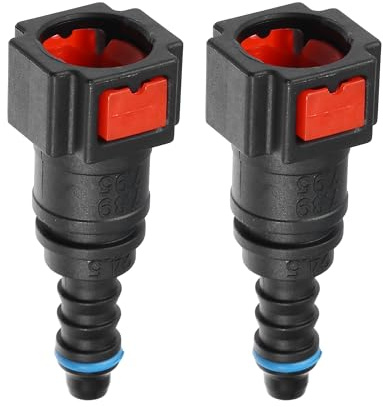 A ABSOPRO 5/16 tum 7,89 mm SAE till 1/4 tum 6 mm rak bil bränsleslang snabb anslutning röd plast frånkopplingsrör (set om 2)