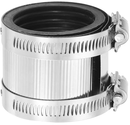 sourcing map Flexible Pipe Coupling 53-61mm Pipe Connector | with Stainless Steel Hose Clamps Stainless Steel Hose Repair Clamp for Plastic and Metal