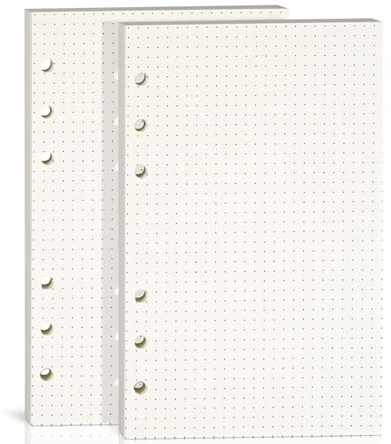 Bidponds A6 Punktrasterpapier, 100 g/m², 6-fach gelocht, A6 gepunktetes Papier, Nachfüllpackung für Planer/Ordner/Organizer, 80 Blatt (160 Seiten), 17 x 10.5 cm, Beige, 2 Packungen