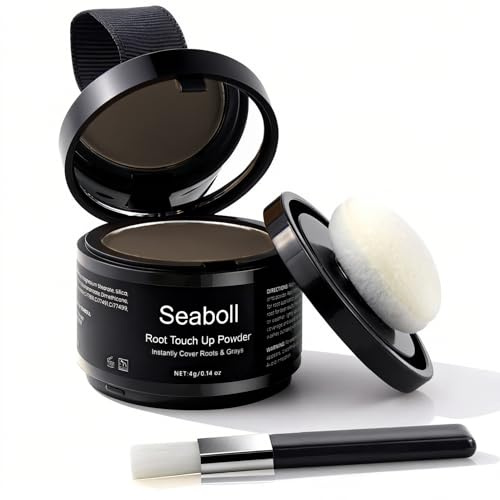 Seaboll Root Touch Up Hair Color Powder-Instant,Stain-Proof Hairline Shadow Powder for Gray Hair Cover Up&Root Cover Up,Scalp Concealer for Thinning Hair Bald Spot,Beard Filler,Women&Men, Medium Brown