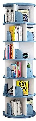 Bücherturm Freistehend 360° drehbares Bücherregal, mehrstöckiges, stehendes Bücherregal, einfaches, bodenstehendes Bücherregal, Wohnzimmer, Arbeitszimmer, Bücherregal, Organizer perfekte Darstellung