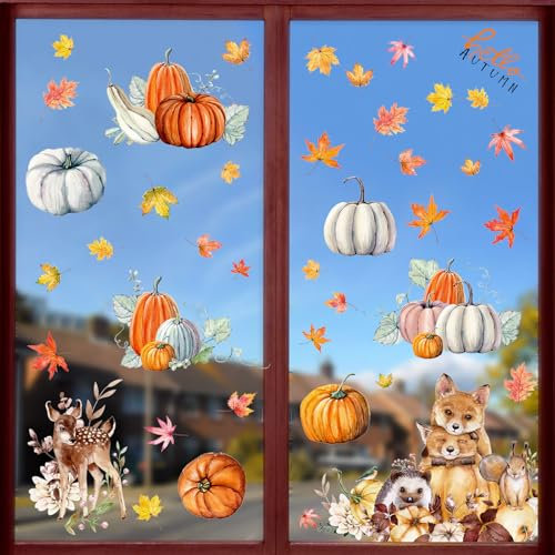 Junebrushes Herbst Fenster Aufkleber Klammern, 9 Blätter Dekoration für Haus Party und Ernte-Themen