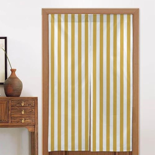 Insulated door curtains printed door curtains two pieces of consistent pattern partition bedroom balcony door curtain kitchen door curtain Large Mustard Yellow And White Cabana Tent Stripe,34inx56in