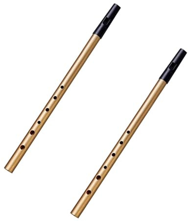 2 Piezas Silbato Irlandés, Flauta Tradicional Irlandesa en D Key, 6 Agujeros, Tono Sonoro para Principiantes, Música Celta (Dorada)