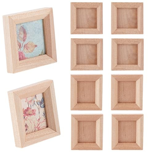 GORGECRAFT 8 pièce 2 Styles Cadre Photo Miniature en Bois Décoration de Maison de Poupée Accessoires de Meubles Mini Cadres Photo Présentoir à Bijoux pour Accessoires Photo Décoration de Maison