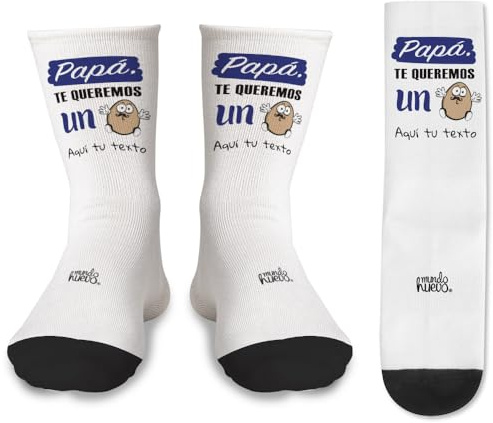 mundohuevo Par de Calcetines + 1 de regalo | Papá, te quiero un huevo | Personalizable | Algodón suave | Talla única | Regalo original y divertido para Día del Padre o cumpleaños