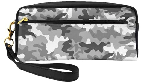 Bolsa de maquillaje pequeña de piel con estampado de camuflaje digital, organizador de accesorios cosméticos reutilizable, bolsa de aseo de viaje