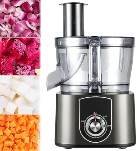 Licuadora de frutas y verduras para cocina, picadora eléctrica de alimentos, 600 W, recipiente de vidrio, procesador de alimentos y licuadora, picadora eléctrica de verduras para cocina, gris