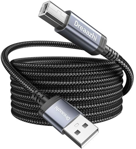 Cavo per stampante USB 2.0 extra lungo 5 m, cavo USB tipo A anf tipo B scanner, compatibile con HP, Canon, Dell, Epson, Lexmark, interfaccia audio, tastiera midi e molto altro ancora