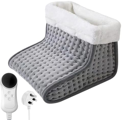 KUWUNG Electric Foot Warmer, Heated Foot Warmers with Timer Settings & 9 Adjustable Temperature, Furry foot warmer for Women Men, Feet Warmers Heated Slippers for Women Men Home Office Use