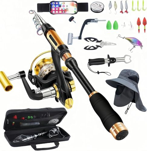 BNTTEAM Nueva Caña de Pescar Portátil 99% Cabeza de Palo Fluorescente de Fibra de Carbono, Palanca de Pesca de Surf de Viaje Telescópica Súper Dura y Ultraligera (Completo-B, 2.1M/82.6in/6.88ft)