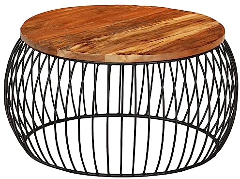 KTHLBRH Table Basse Vintage en Bois de Récupération Massif avec Plateau et Cadre en Fer, Meuble Polyvalent pour Salon comme Buffet ou Armoire Latérale, Écologique