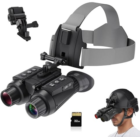 Night Vision Goggles | Head-Mounted 4K 3D Binoculars with 8X Digital Zoom & 7-Level IR | Helmet-Compatible for Adults | Energy Class A