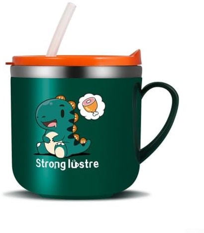 Niceminiwall Vaso para niños con tapa, acero inoxidable 304, doble capa, aislado, antiquemaduras, para niños para beber fácil de limpiar