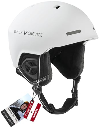 BLACK CREVICE Casco da sci da donna e uomo | Modello: Aspen I Casco da snowboard con design sportivo, misura continua, bianco, L