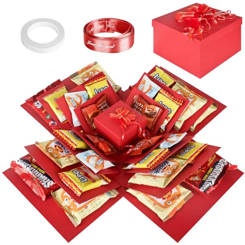 YYTECH Caja Sorpresa, Explosion Box, Caja de Regalo Hecha a Mano, Álbum Explosión, para Navidad, Cumpleaños, Aniversario, San Valentín (D)