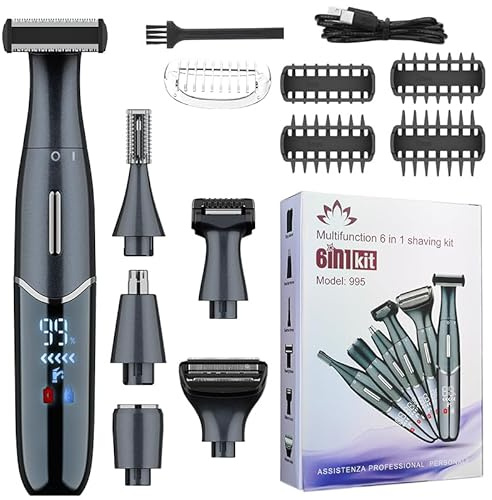 Rasoir Electrique Femme, 6-en-1 Rasoir Electrique | Rasoir Électrique avec Affichage LED, Tondeuse Intime Femme Humide/Sec,USB-RechargeStation, Cadeaux Anniversaire
