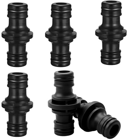 6 Stück Schlauchkupplung 1/2 Zoll, Doppelstecker Gartenschlauch Verbindungen, Doppel Schlauchkupplung, Kupplung Doppelte Stecker für Gartenschlauch, Gartenschlauchkupplung für Bewässerungssysteme
