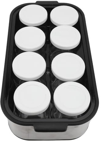 CHICIRIS Yogurtera, Yogurtera Eléctrica con Control de Temperatura y Tiempo Ajustable, Capacidad de 1,4 L y 8 Tarros de Vidrio, Digital de Acero Inoxidable para Yogur (Enchufe europeo 220V)