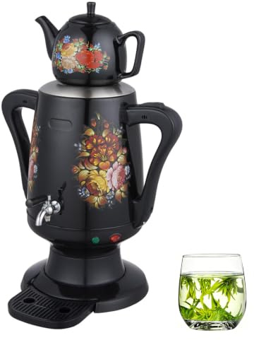 3,5 L Turkisk Tebryggare, Elektrisk Samovar Tekokare Med 1 L Keramisk Tekanna, Automatisk Varmhållning Elektrisk Vattendispenser Med Kran & Droppbricka För Hemkaffe, Teparty