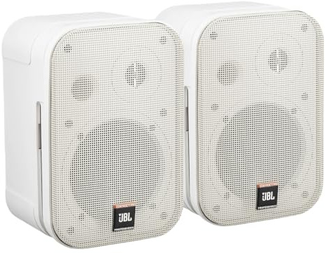 JBL Professional C1PRO-WH High Performance 2-Way, 150 Watt 5.25” Compact Passive Satellite, Bookshelf Speakers, Home Theater, Desktop, Stereo, Commercial, White, Sold as Pair