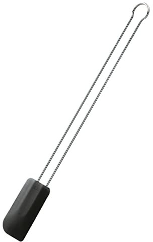 RÖSLE Espátula de Masa, Rasqueta de Masa como Ayuda para Hornear y Cocinar, Silicona Resistente, 26 cm, Negro, Acero Inoxidable 18/10, -30 a +200 Grados Celsius, Apto para Lavavajillas