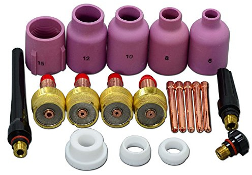 RIVERWELD Rohrkörper für Gasdiffusor TIG 10N 45 V Jumbo großer Durchmesser Düsen aus Aluminiumoxid-Keramik 57N75 57N74 53N88 53N87 53N89 für SR WP 17 18 26 WIG-Schweißbrenner 20 Stück