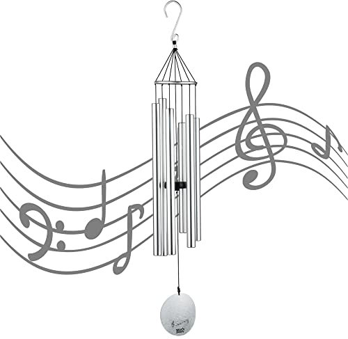 OSVINO Campane a Vento Decorazione Grande Metallo per Giardino Fenster 90cm Lunghezza, Argento
