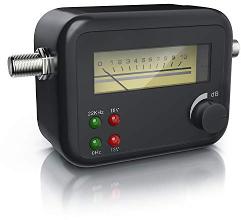 CSL - Sat-finder - Rilevatore di Segnale satellitare – VU Meter analogico - Misuratore con Segnale Acustico - Universale - Alta sensibilità d'ingresso – Potenziometro di regolazione – Nero