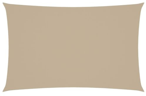 vidaXL Toldo Parasol Lona Protector Solar Sombra de Patio Jardín Terraza Balcón Parque Exterior de Vela Rectangular Tela Oxford Beige 4x7 m
