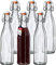 KADAX Bouteille en Verre de 1L avec Bouchon Hermétique pour la Conservation des Boissons, Parfaite pour le Kombucha et la Limonade (Lot de 6)