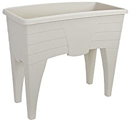 Serinova Jardinera Crecimiento Huerto, Jardinera Alta con Patas, 76 cm Largo, Capacidad 60 LTS, Huerto Urbano (Blanco)