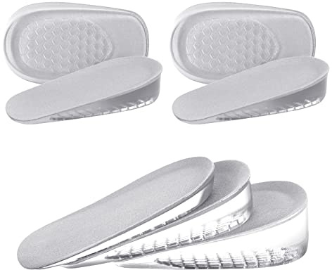 URAQT 2 Par Höjdhöjande Innersulor, Höjdhöjande Hälsulor, Osynliga Skohissinsatser, Unisex Okad Elastisk Skosula (Grå) (2.5cm(L))