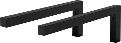 ML-Design Set 2x Consoles Murales en Forme de L, 400x150x30 mm, Noir, Acier, Design Flottant Équerre, Supports d'Étagère en Angle pour Lavabo/Table pour Salle de Bain/Salon, Matériel de Montage Inclus