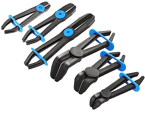 ATPEAM Hose Clamp Pliers Set - 6 PCS Plastic Fuel Line Clamp Pliers (3 Straight + 3 Angled) for Fuel, Gas, Brake, Radiator, and Coolant Hoses