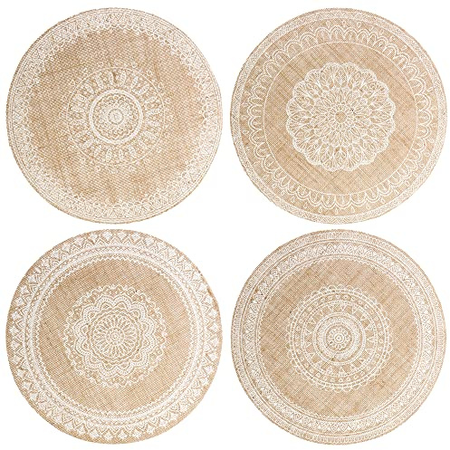 com-four® 4X Platzteller Mandala im Vintage-Design, Tischset | runde Platzsets für Küche - Esstisch - Wintergarten - Dekoration 38 cm (Auswahl variiert)
