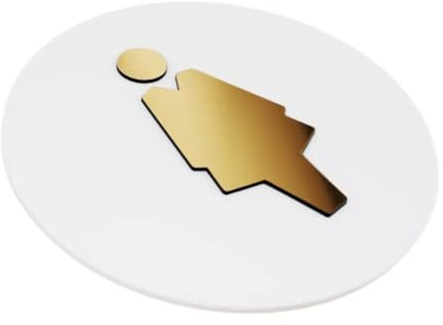 Sosenco WC für Damen Schild aus Acryl und Laminate – Toiletten Türschild Kunststoffplatten – WC Türdeko – Damentoiletteschild – WC Wegweiser (Weiß/Gold)