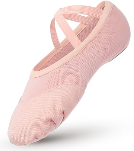 Aiseyi Chaussures de ballet, chaussures de gymnastique, pour fille, femme, enfant, chaussures de ballet, chaussures de danse divisées, chaussures de danse en cuir, rose 28