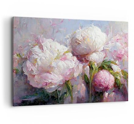 ARTTOR Bilder auf Leinwand 120x80cm Wandbild Botanik Blumen - 5975 | Pfingstrosen Klassizismus Groß XXL Wanddekoration Wohnzimmer Schlafzimmer Wanddeko Wand Kunstdruck Wandkunst ARTTOR