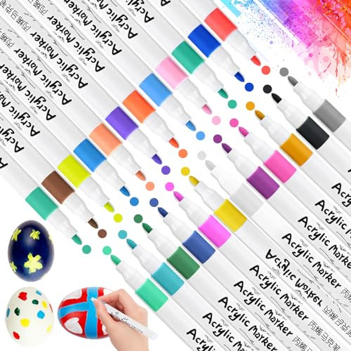 Goldge 48 Acrylic Paint Pens, Acrylic Markers for Glass, Rock, Fabric – Multi-Surface Art Pens with Quick-Dry Waterproof Ink – Ideal for Kids Crafts, DIY Gifts