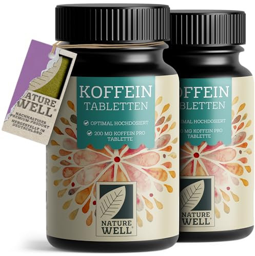 Koffeintabletten 730x - 200 mg Koffein pro Tablette - optimal hochdosiert - laborgeprüft mit Zertifikat - XL-Vorratspack mit 2x365 Tabletten - 100% vegan