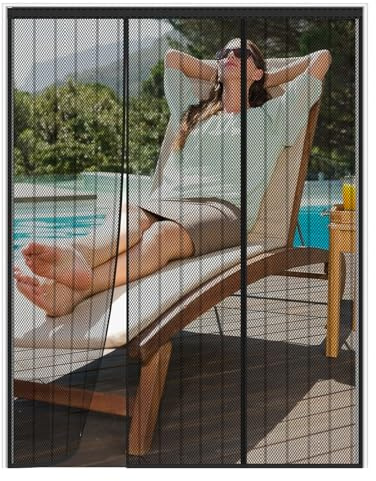 LXHFSH Magnetic Fly Screen Door 180x200cm Double Door Screen Curtain, Anti Mosquito Mesh Fly Curtain, Shut Automatically, Insect Protection Fly Curtain for Sliding Door, Patio Door, French Door